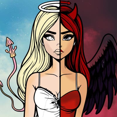 devil vs angel realistic girl