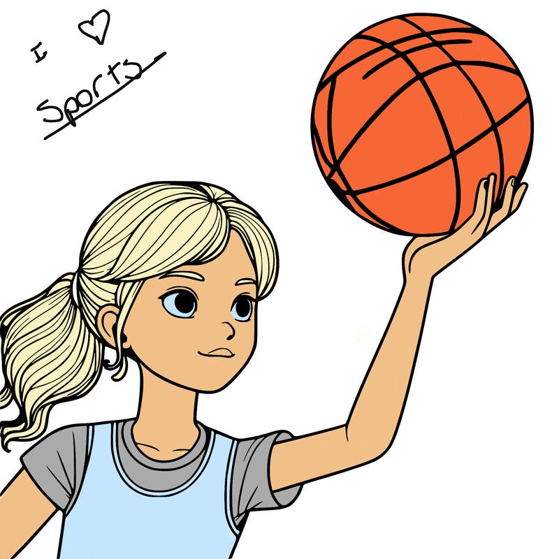 realistic girl playing basketball