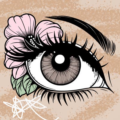 realistic eye with flower