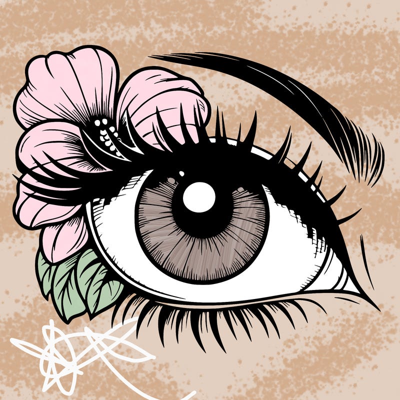 realistic eye with flower