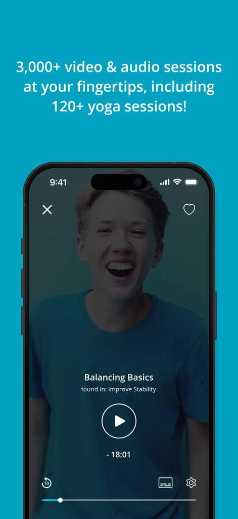RethinkCare - RethinkCare app screen showing a video session titled Balancing Basics with promotional text for video and audio content.