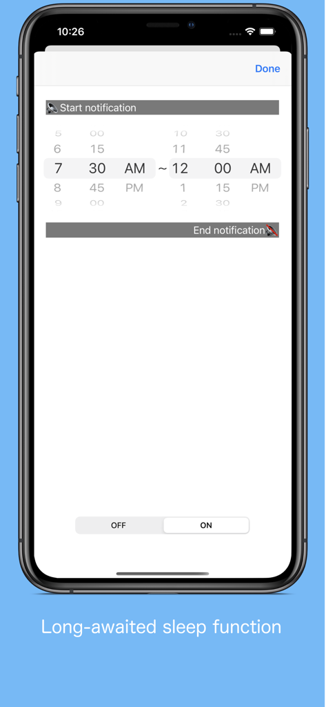 VoiceClock - Talking - VoiceClock app interface for scheduling voice notifications during specific hours