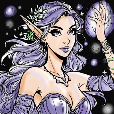 realistic elven woman glow magic wild chaos