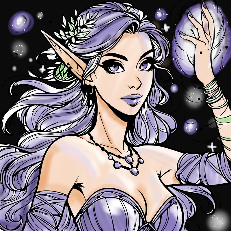 realistic elven woman glow magic wild chaos