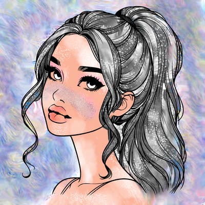 realistic girl with a ponytail on her hair and lips