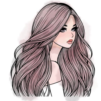 realistic girl with long realistic hair