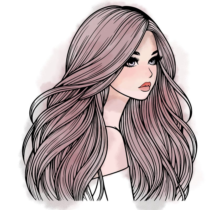 realistic girl with long realistic hair