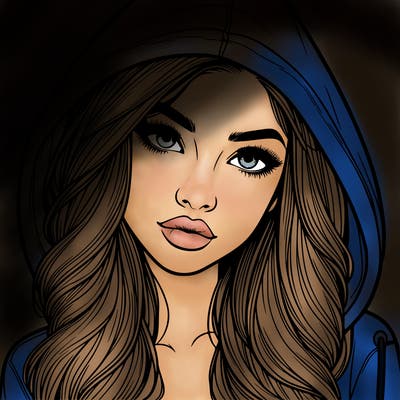 realistic beautiful girl with a hood on