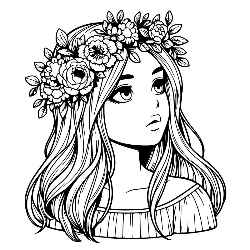 realistic girl with a flower crown