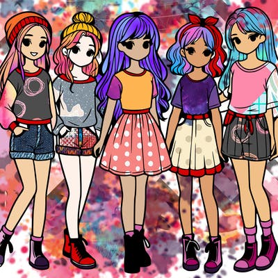 a group of five girls