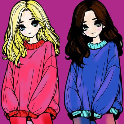 realistic girl with baggy sweater