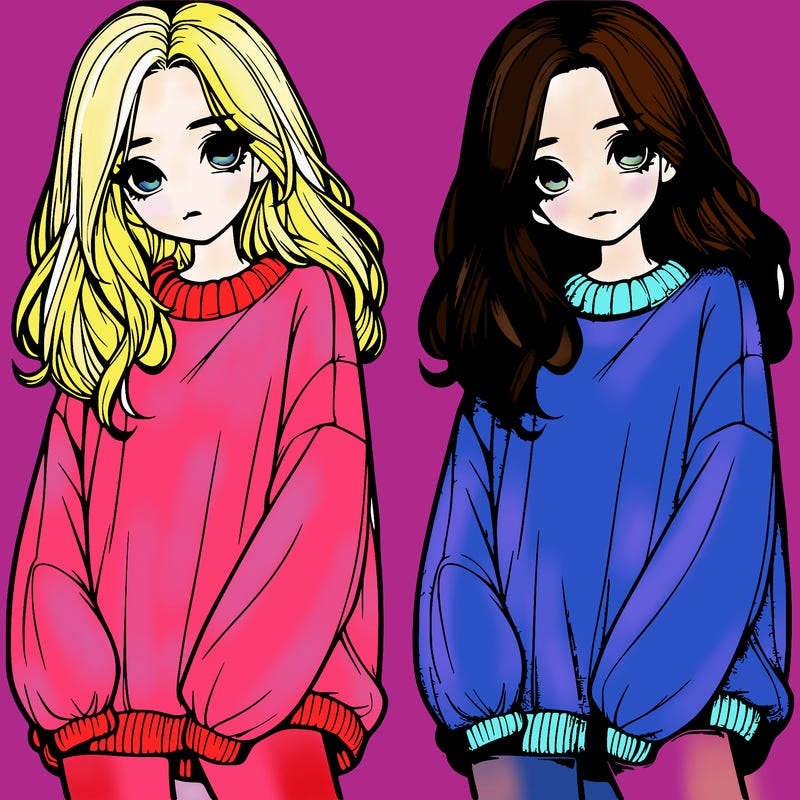 realistic girl with baggy sweater