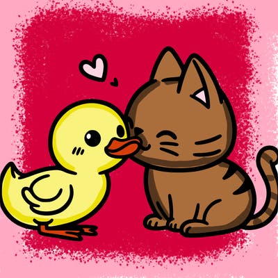 cat kiss à duck
