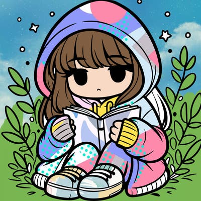 girl in oversized hoodie reading a book