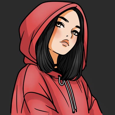 a realistic girl in a hoodie