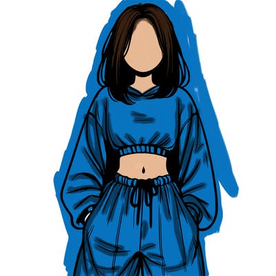 realistic girl faceless with baggy pants and a crop top