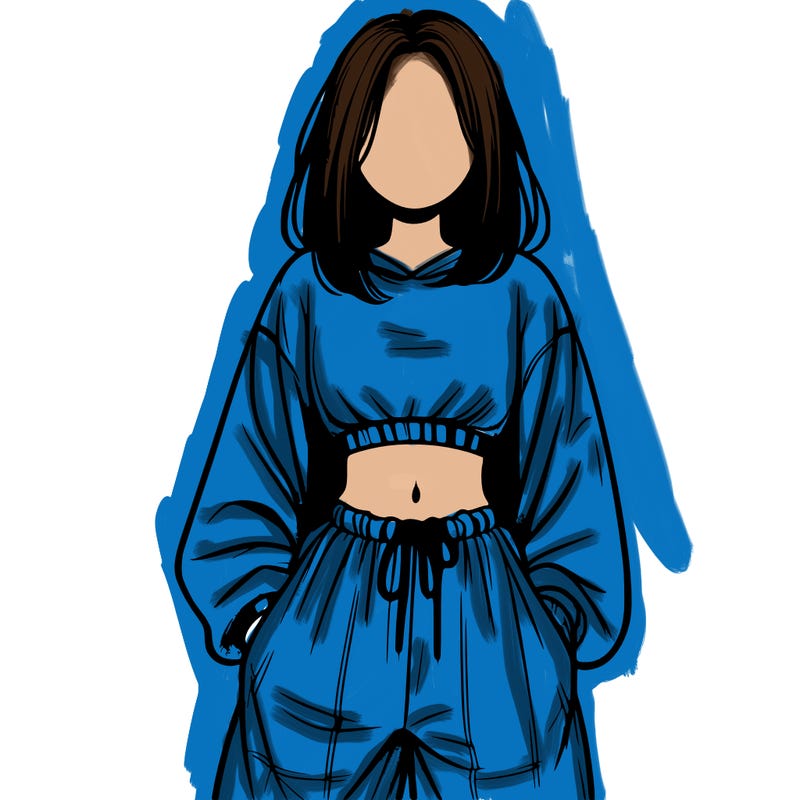 realistic girl faceless with baggy pants and a crop top