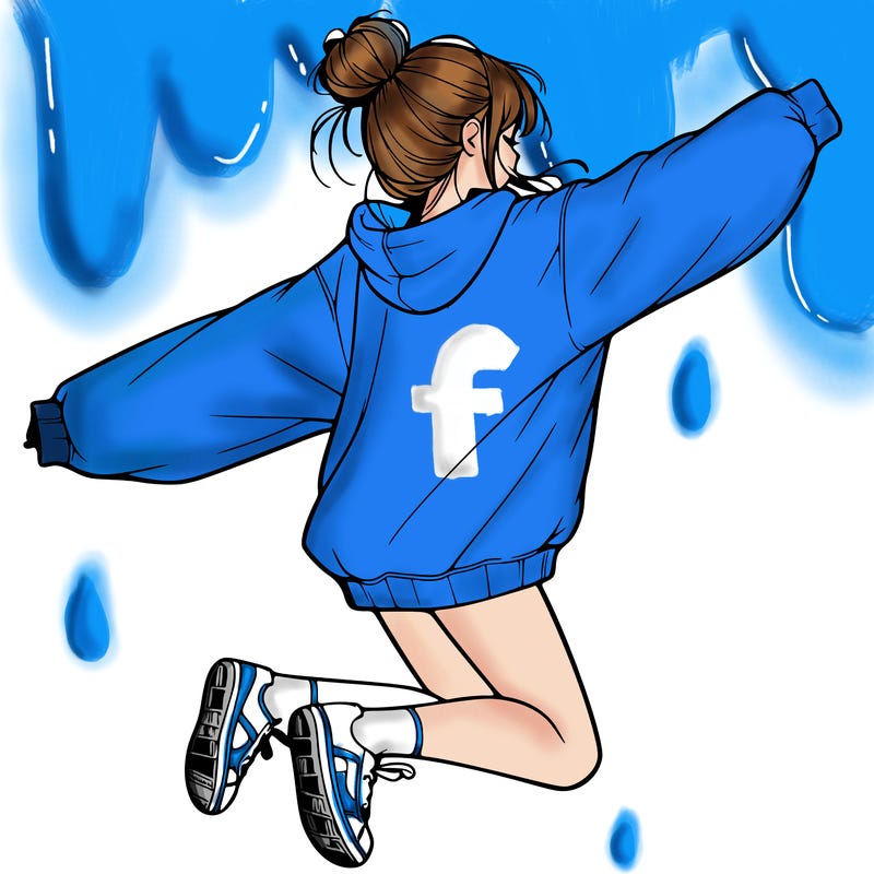 realistic girl jumping with a bun and oversized sweatshirt