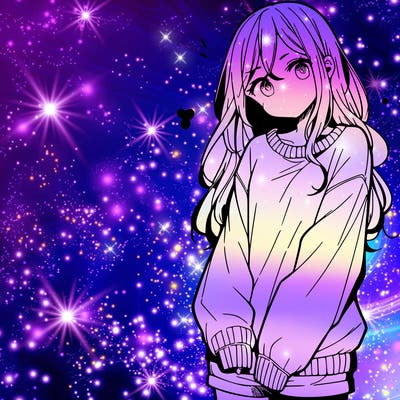 manga teen girl  in a sweater and baggy pants