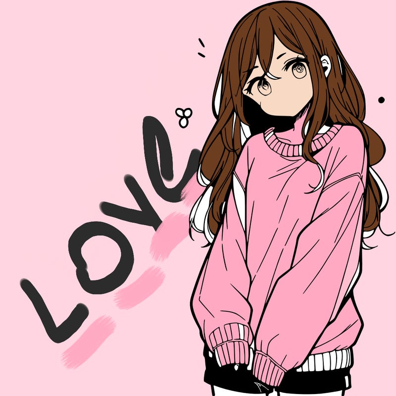 manga teen girl  in a sweater and baggy pants