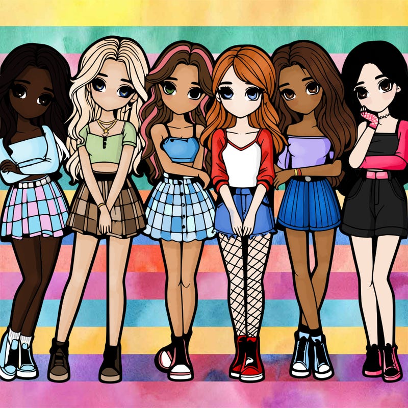 a group of girls realistic