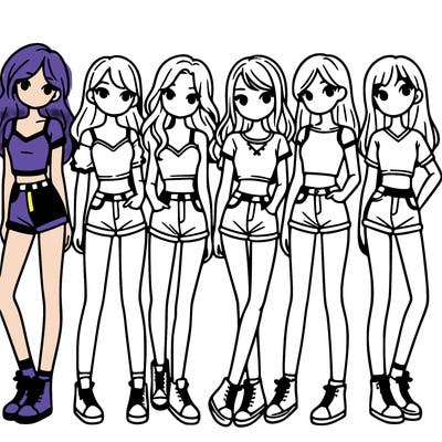 a group of girls wearing crop tops and shorts