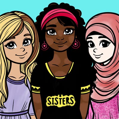 three sisters with a best sisters necklace