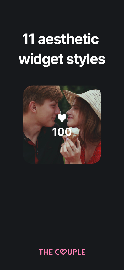 The Couple (Days in Love) - A visual showing a 100 day relationship anniversary widget with a couple photo and heart icon
