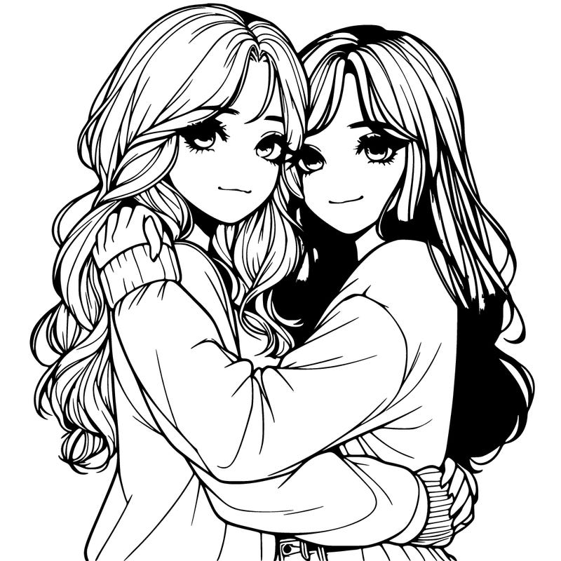 realistic girls hugging