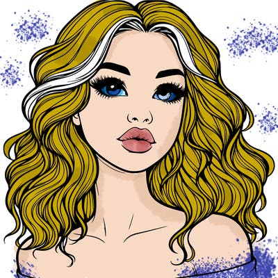 realistic girl with wavy hair and lips