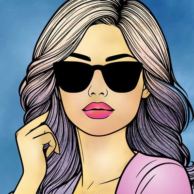 realistic woman with sunglasses