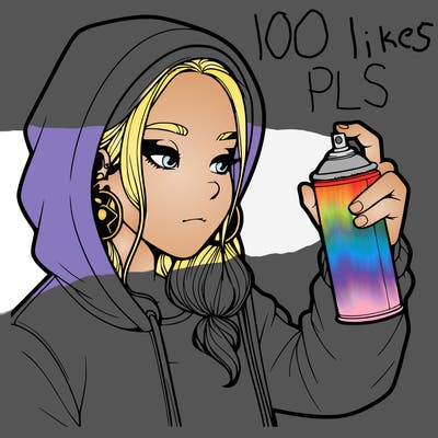 a realistic girl, spray painting