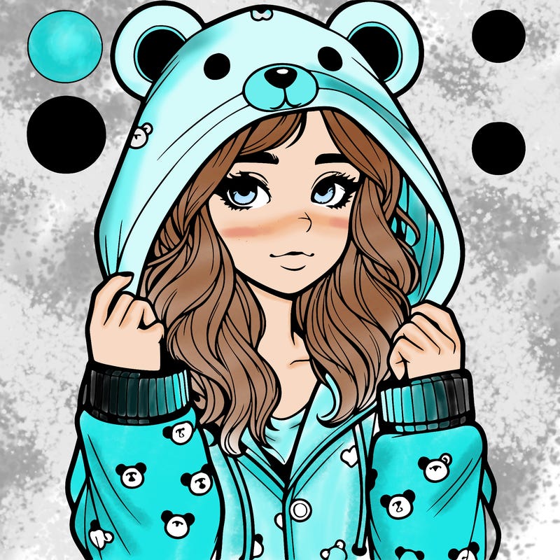 realistic girl in a animal pjs hoodie