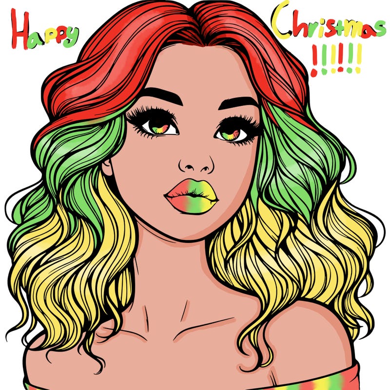 realistic girl with wavy hair and lips