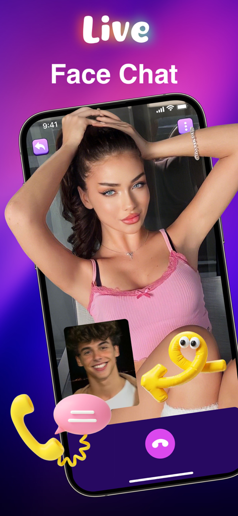 Ncey - Video Chat & Share - Una videollamada en vivo entre dos usuarios en la aplicación de red social Ncey.