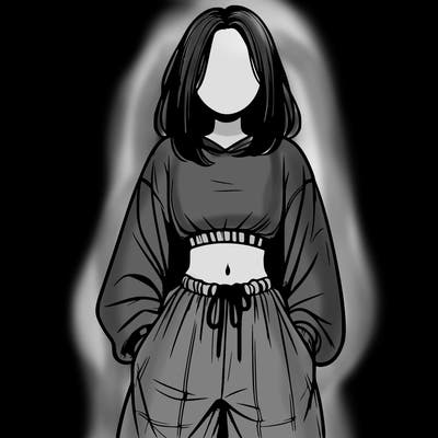 realistic girl faceless with baggy pants and a crop top