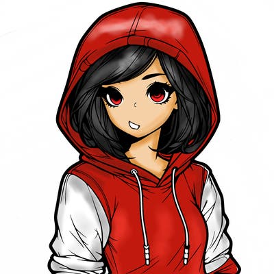 realistic girl with hoodie