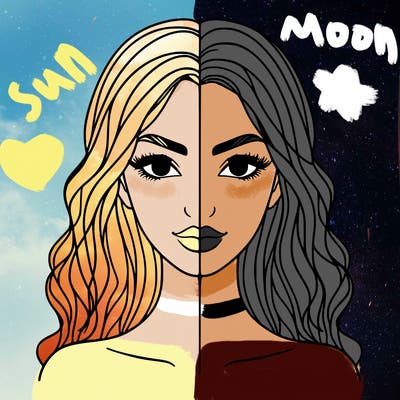 butiful women with a line down the middle