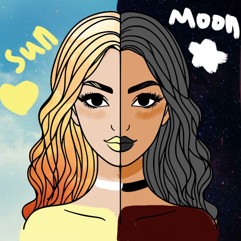 butiful women with a line down the middle