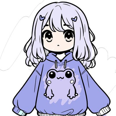 girl wearing frogging sweatshirt