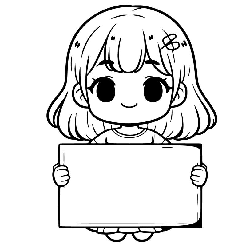 a girl holding a blank sign