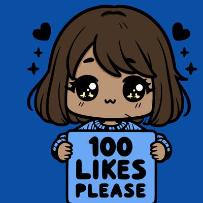 cute girl holding a sign saying 100 likes please