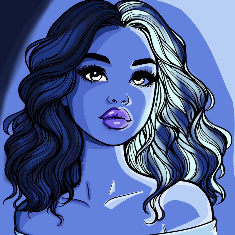 realistic girl with wavy hair and lips