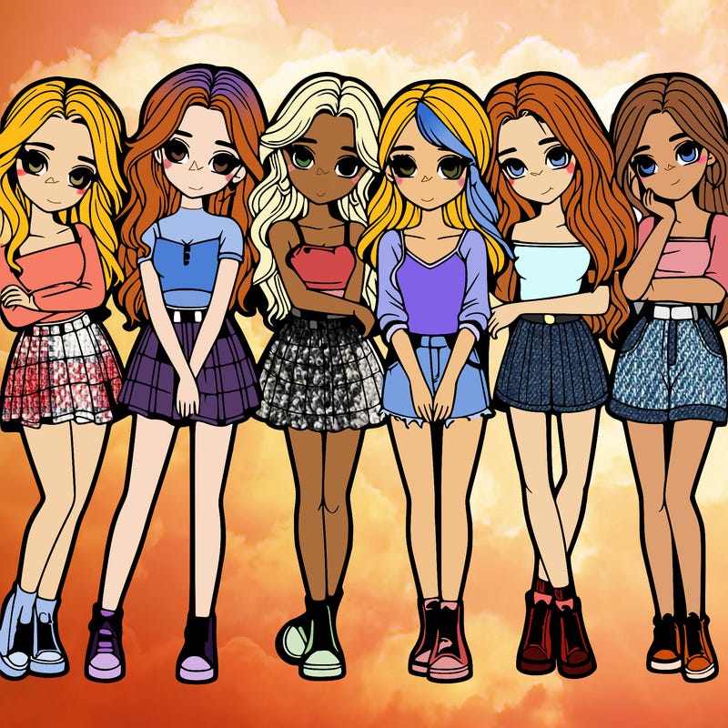 a group of girls realistic