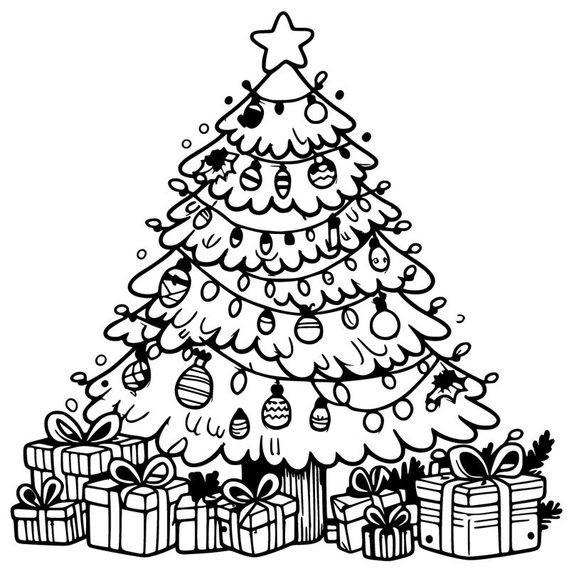 christmas tree with presents under it