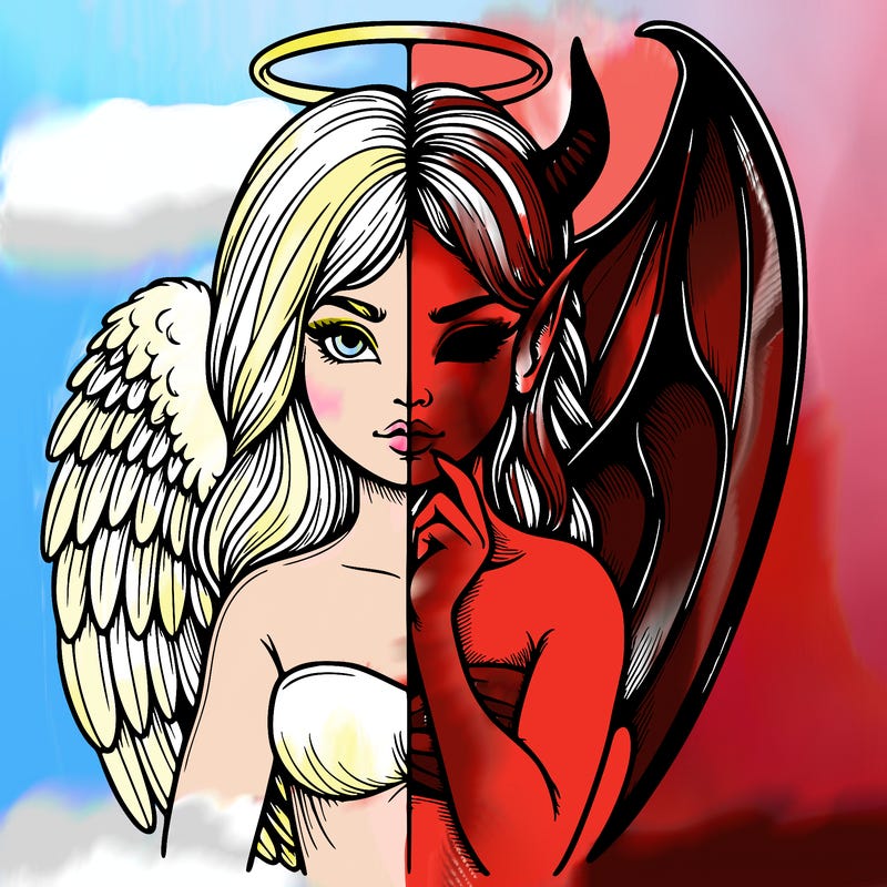 realistic angel half demon