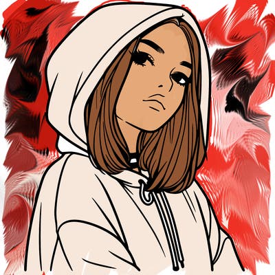 a realistic girl in a hoodie