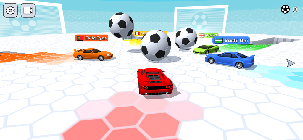 Race Survival Arena King - Supersportwagen, die im Autoball-Modus auf einer hexagonalen Arena mit riesigen Fußbällen konkurrieren