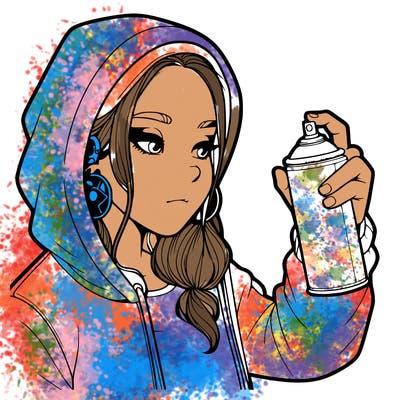 a realistic girl, spray painting