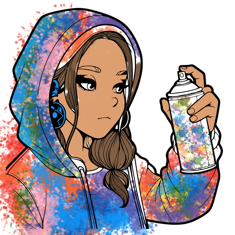a realistic girl, spray painting